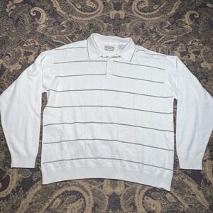 VTG Bungalow Brand Sweater Mens L Ivory 1/4 Pullover Long Sleeve Silk Blend